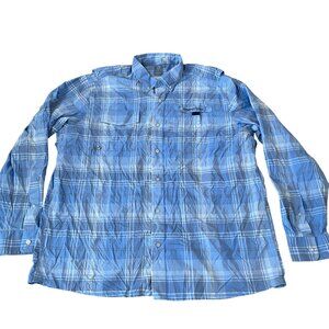 Vineyard Vines Harbor Shirt Men's Size XL Blue Plaid Fishing Boating Ventilated